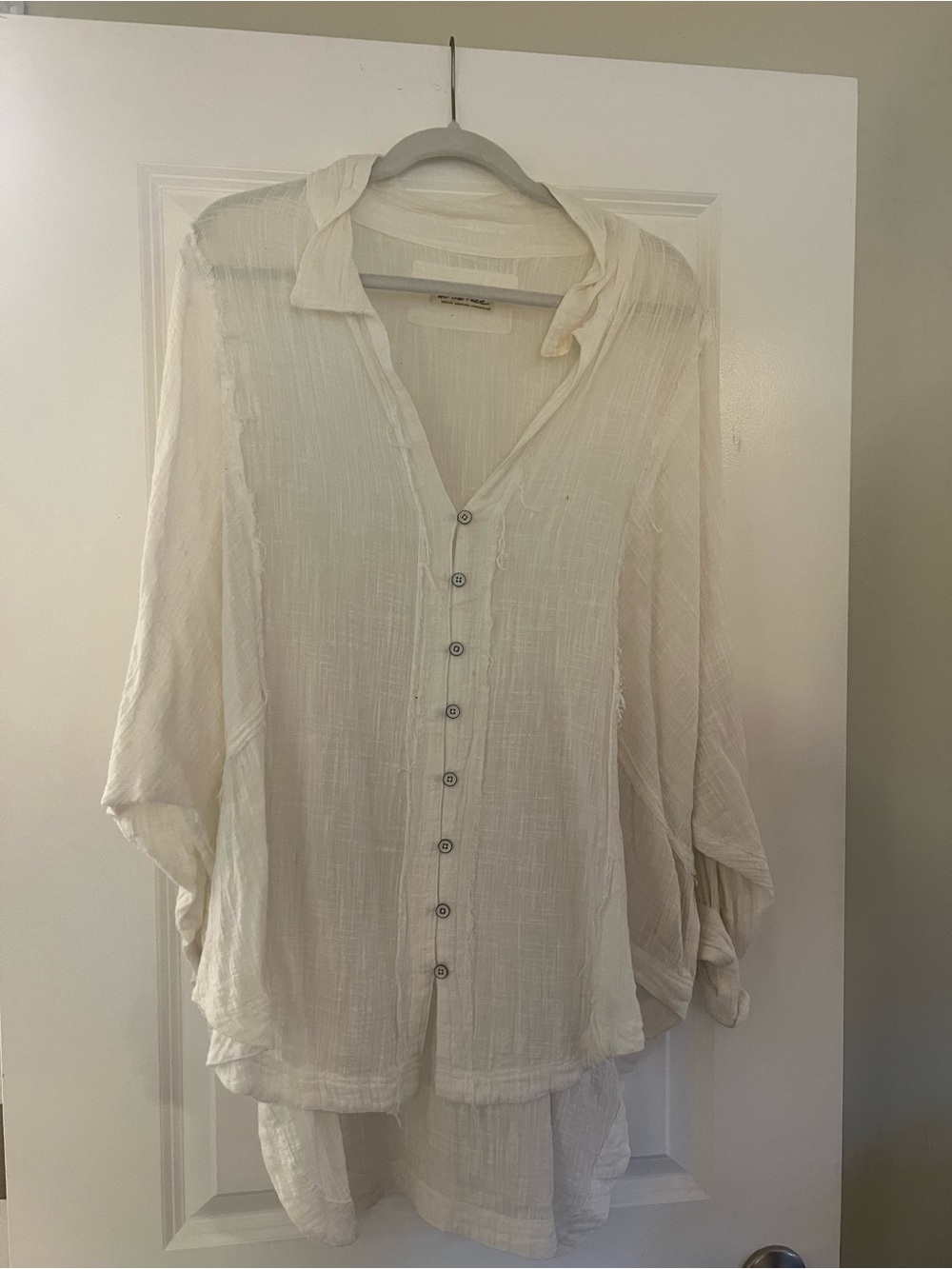 We The Free Cream Button-Front Lightweight Shirt